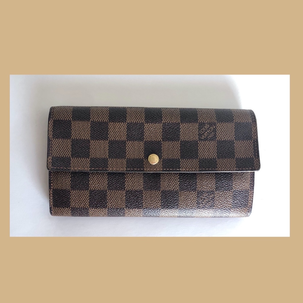 AUTH Louis Vuitton Damier Ebene SARAH Wallet